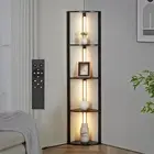 TUXOIUBA Dimmable LED Corner Floor Lamp with Shelves, Corner Shelf Floor Lamp...