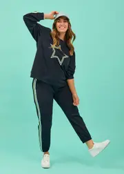 [Virtuelle] Taking Shape Cotton Side Stripe Trackpant Size 20 in Navy - Plus Size Women's Bottoms Navy
