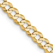 14K Yellow Gold 20 Inch 3.7mm Lightweight Flat Cuban With Lobster Clasp Chain