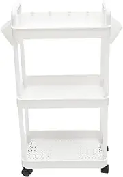 OHPHCALL 1 Set Kitchen Trolley Rack Storage Stand Storage Rack Multi-Layer Trolley Stand Portable Storage Shelf Storage Cart Shopping Cart Craft Cart Mobile Shelving Unit Roller Cart White