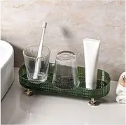 FACAICAI Makeup Perfume Organizer Tray, Small Bathroom Case for Counter, Decorative Perfume Holders for Dresser, Vanity Make up Organizer Skincare and Cosmetics (Green)