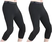 [HULG] Basketball Trousers with Knee Pads, Basketball Trousers for Men with Knee Pads, 3/4 Capri Padded Compression Tights, Leggings, Sports Protective Equipment