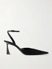 [SAINT LAURENT] SAINT LAURENT - Aimee Leather-trimmed Satin Pumps - Black - EU 36 EU 36 Black