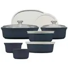 CorningWare Bakeware Set French Colors Navy Stoneware Oven to Table 12-Piece