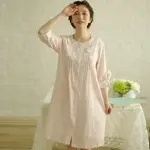 【米蘭精品】睡衣純棉睡裙(可愛小花條紋休閒女居家服73OK20)