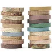 Vintage Washi Tape Set 20 Rolls Skinny Retro Decorative Patterns Masking Tapes
