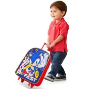 Sonic The Hedgehog Kids Wheeled Trolley Backpack Holiday Suitcase Holiday Bag