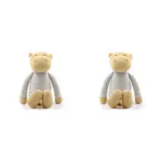 2x The Peanutshell Hippo Plush Knitted Cotton Soft Animal Baby Toy 35cm Brown 0+