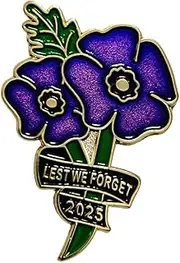 [Levviye] 2024 Purple Poppy Badges Pins Animal Dog Horse Pet Lest We Forget Remembrance Day Two Flower Decoration Brooch, Metal