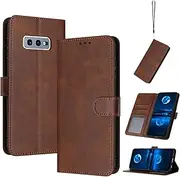 Mobile Phone Case Compatible with Samsung Galaxy S10E Leather Case, Compatible with Samsung SM-G9708/DS Galaxy S10E / SM-G970F/DS SM-G9700/DS SM-G970F/DS SM-G970U1 Case PU Flip Phone Case Brown