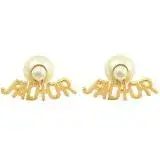 在飛比找遠傳friDay購物優惠-Dior TRIBALES 經典LOGO珠珠針式耳環.金