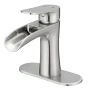 Bathroom Faucets Brushed Nickel Single Handle Waterfall Sink Faucet One Hole ...