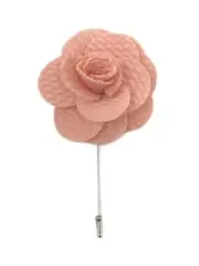 Peach Handmade Flower/Rose Lapel Pin for wearing with a suit jacket