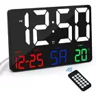 Digital Alarm Clock Snooze Wall Table Clock Display with Remote Control 12/24 H