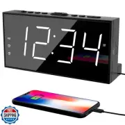 Alarm Clock for Bedroom, 2 Alarms Loud LED Big Display Plug in Simple Basic D