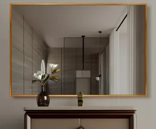 鏡子 浴室鏡 60*80cm 壁掛鏡 化妝鏡 置物架 衛生間鏡子免釘壁掛帶框浴室鏡鋁合金邊框浴室鏡子 (9.4折)