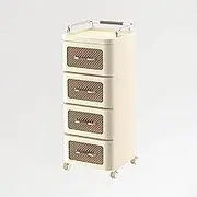 GUAWJRZDP Drawer Chest, Multi-Function Chest of Drawers, Movable Storage Cabinet, Drawers Organizer Storage with Glass Door, Plastic Drawer Chest for Living Room, Hallway(4-Tier)