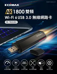 在飛比找樂天市場購物網優惠-EDIMAX 訊舟 EW-7822UMX AX1800 Wi