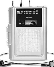 SEMIER Portable Cassette Player Recorder AM FM Radio Stereo -Compact Personal Walkman Cassette Tape Player/Recorder with Built in Speaker and Earphones -Silver