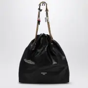 [Balenciaga] Crush Media Black Leather Tote Bag One size Black