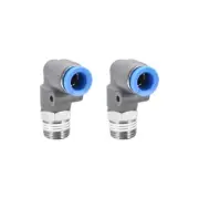 Elbow Push to Connect Air Fittings 8mm Tube OD X 1/4PT Male Thread Grey 2Pcs
