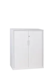 Metal Tambour Door Lockable 2 Adjustable Shelves Cupboard Cabinet White
