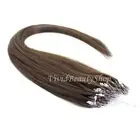 200 Micro Loop Ring Bead I Tip Indian Remy Human Hair Extensions Medium Brown #4