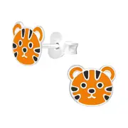 Kids Silver Tiger Stud Earrings