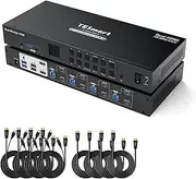 TESmart USB 3.0 HDMI KVM Switch 2 Monitors 4 Computers 4K@60Hz, Dual Monitor KVM Switch HDMI 4 Port Extended Display, Audio&Microphone, EDID emulators, Hotkey Switch, Button Switch with All Cables