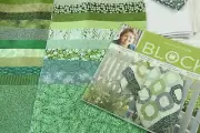 Jump Rings Layer Cake Quilt Kit 67" x 82" Scrappy Green Fabrics + Magazine
