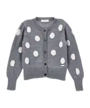 Monnalisa Logo Plaque Polka-Dot Cardigan 8Y,6Y Gray