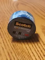 Magic Tape 3M Scotch Expressions Blue Flower Pattern 3/4"x 300" 8.33 YD