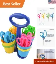 School Scissor Caddy and 5-Inch Pointed Safety Scissors for Kids, Assorted, 2...