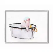 Stupell Industries Piggy Bath with Rubber Ducky Adorable Farm Animal Wall Art...