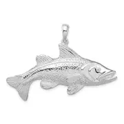 Sterling Silver De-Ani Rhodium-Plated Polished Red Fish Pendant