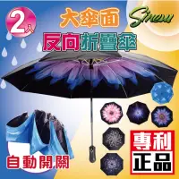 在飛比找momo購物網優惠-【sinew】2入自動開關反向摺疊晴雨傘(8骨花色款-抗uv