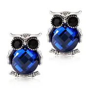 4PAIRS Simple Owl Ear Studs with Artificial Gem Animal Earrings for Women blue
