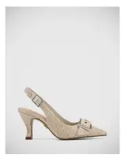 [Wittner] Letty Crocodile Embossed Leather Slingback in Grey
