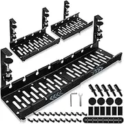 Yannify Under Desk Cable Management Tray, Retractable Cable Management Under Desk No Drill, Carbon Steel Power Strip Cord Holder for Wire Management, Cable Management Box for Office, Home (Black)