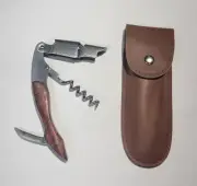 Wine Opener Corkscrew Bottle Waiters Key Double Hinged w/ Pouch