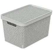 Ezy Storage 18L Mode Recycled Lidded Basket Large Grey