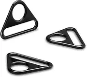 12Pack 1 Inch Triangle D Rings, Metal Triangle Buckles for Dog Tag Clip, Adjuster Purse Strap, Paracord Keychain Lanyard, Bag Hardware, Key Ring Charm, Camera Strap Accessories (Black)