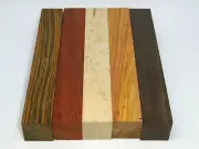Exotics Hardwood-Pen Blank (5 pc)Wenge,Bocote,Maple B.Eye,Afr.Paduk,Canarywood