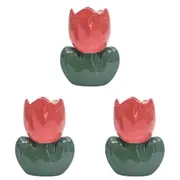 3x Urban Tulip Flower Vase Ceramic Red Decorative Home Kitchen/Lounge Decor