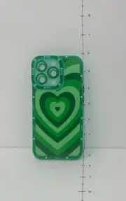 iPhone 13 Pro case- Green Heart pattern- NEW