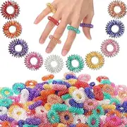 300 Pcs Spiky Fidget Toy Acupressure Rings - Sensory Finger Rings for Stress Relief - Fidget Toys for Teens Adults - Silent Stress Reliever and Massager, 10 Colors