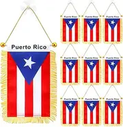 Mindsoft 10 Pack Puerto Rico Window Hanging Flag 3 x 5 Inch Mini Puerto Rican Car Flag with Suction Cup to Hang on Car Window for Rearview Mirror Decoration