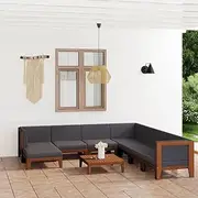 9 Piece Garden Lounge Set with Cushions Solid Acacia Wood, Conversation Sets