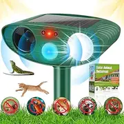 Cat Repellent Garden Ultrasonic Fox Repellant Cat Deterrent Pet Animal Deterants Solar Powered Waterproof Flashing Light Outdoor Farm Yard, Effective for Cats, Dogs, Foxes, Birds
