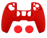 Silicone Cover + Thumb Grips For PS5 Controller Case Skin - Red